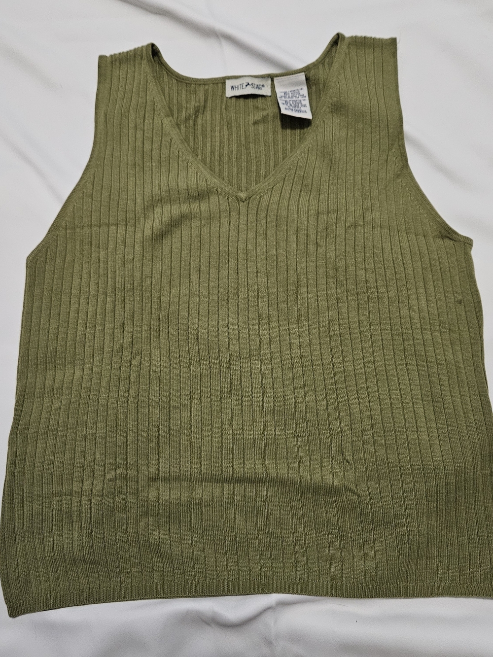 Vintage White Stag Olive Ribbed V-Neck Tank
